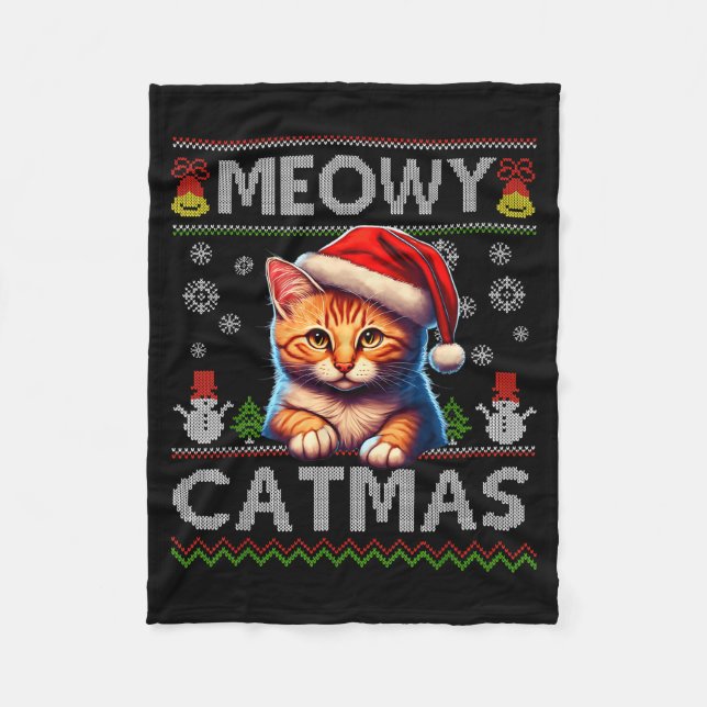 Couverture Polaire Meowy Catmas Cat Santa Christmas Kitten Xmas Ugly  (Devant)