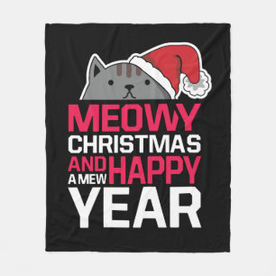 Couverture Polaire Meowy Christmas and Happy New Year
