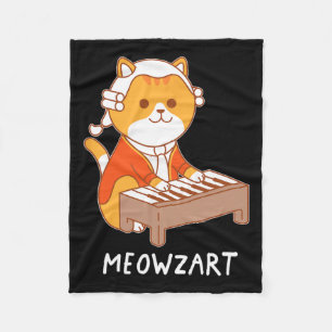 Couverture Polaire Meowzart Cat Pun Clical Music Piano Funny