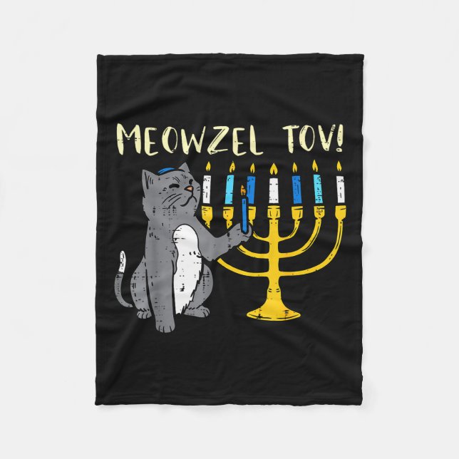 Couverture Polaire Meowzel Tov Jewish Cat Funny Hanukkah Chanukah Pjs (Devant)