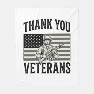Couverture Polaire Merci aux vétérans Vintage Flag Soldat Chemise Des