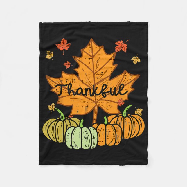 Couverture Polaire Merci Citrouille feuille mignon Thanksgiving Fall  (Devant)