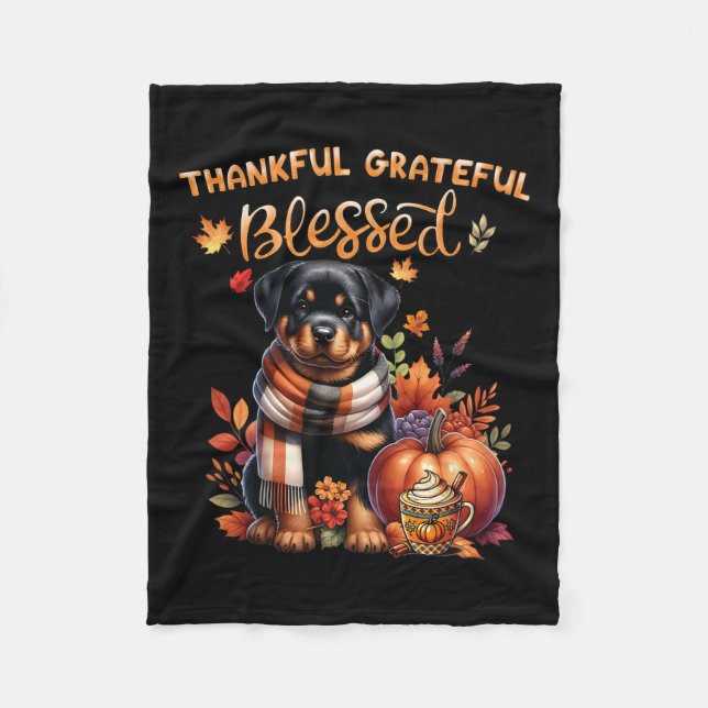 Couverture Polaire Merci gracieux bienheureux chien Rottweiler automn (Devant)