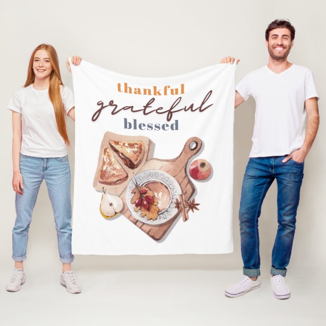 Couverture Polaire Merci Gratuit Bienheureux Boho Thanksgiving (En situation)