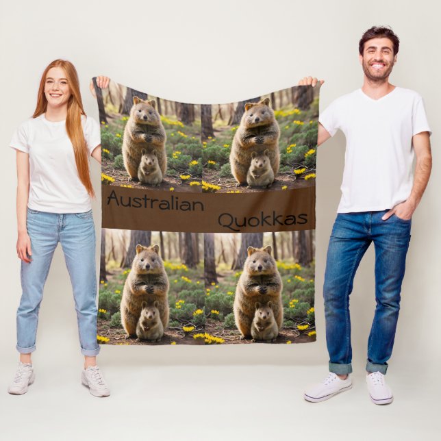 Couverture Polaire Mère Et Bébé Quokka, Blanche En Toison (En situation)