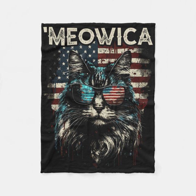Couverture Polaire Merica Patriotique Maine Coon Chat (Devant)