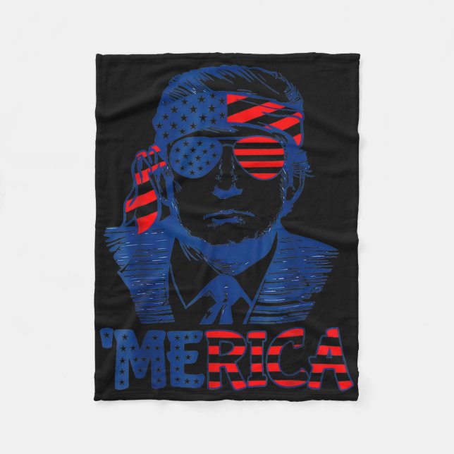 Couverture Polaire Merica Trump 4 juillet heureux Trump Drapeau améri (Devant)