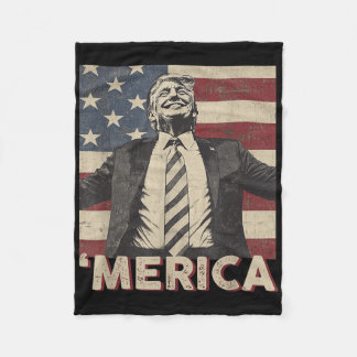 Couverture Polaire Merica Trump Drapeau américain 4 juillet Patriote