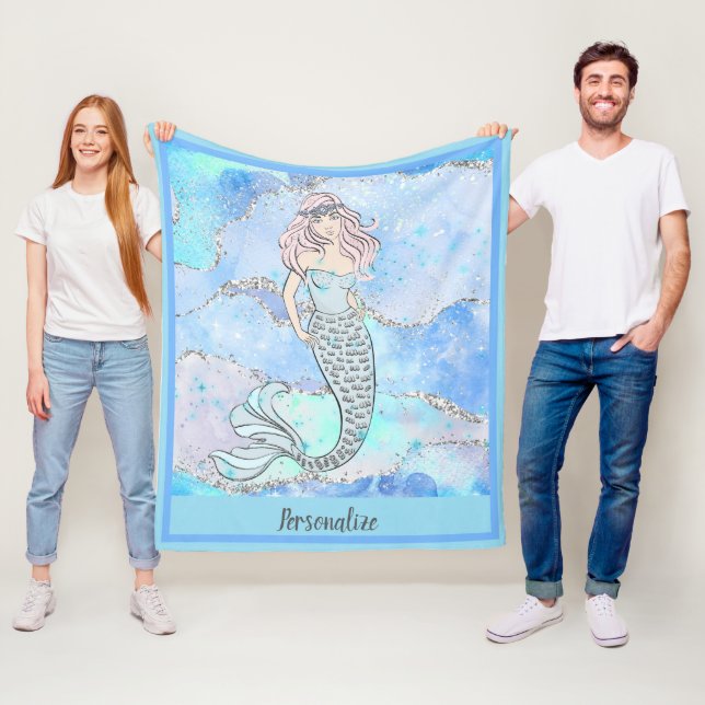 Couverture Polaire Mermaid Imaginaire Belle Parties scintillant Océan (En situation)