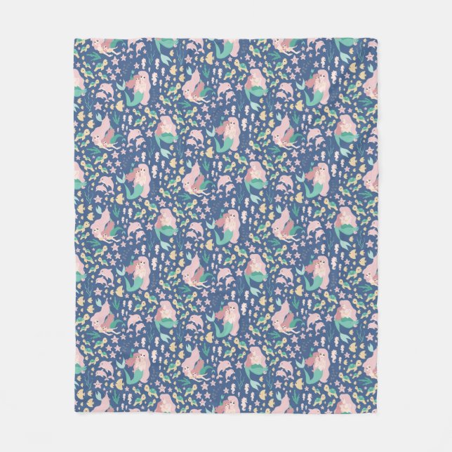 Couverture Polaire Mermaid mère fille Bonding Ocean Dark Version (Devant)