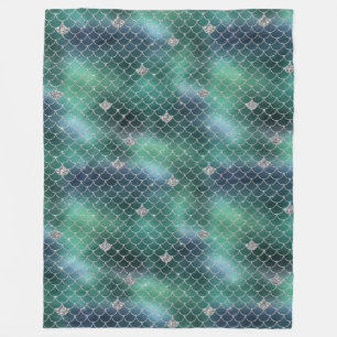 Couverture Polaire Mermaid Silver Turquoise Ocean Glitz