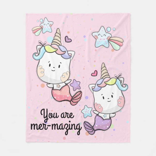 Couverture Polaire Mermaid Unicorns Magical You Are Mermazing Girls (Devant)