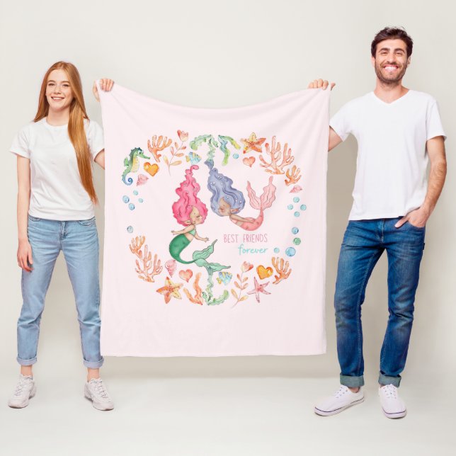 Couverture Polaire Mermaids Meilleurs amis pour toujours BFF personna (En situation)