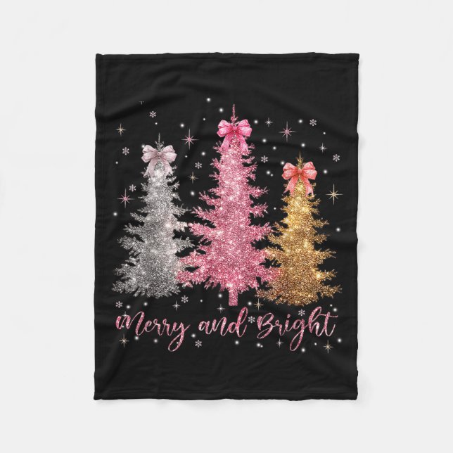 Couverture Polaire Merry And Bright Santa Christmas Tree Lights Pajam (Devant)
