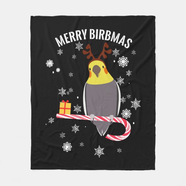 Couverture Polaire Merry Birbmas Funny Cockatiel Bird Holiday for Chr (Devant)