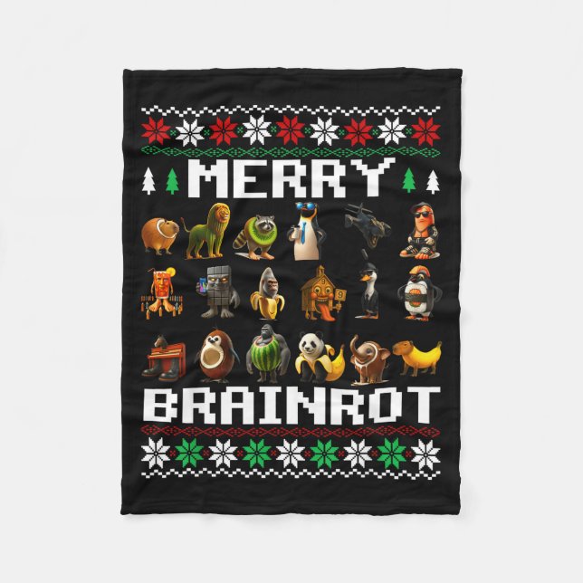 Couverture Polaire Merry Brainrot Ugly Christmas Sweater Funny Italia (Devant)