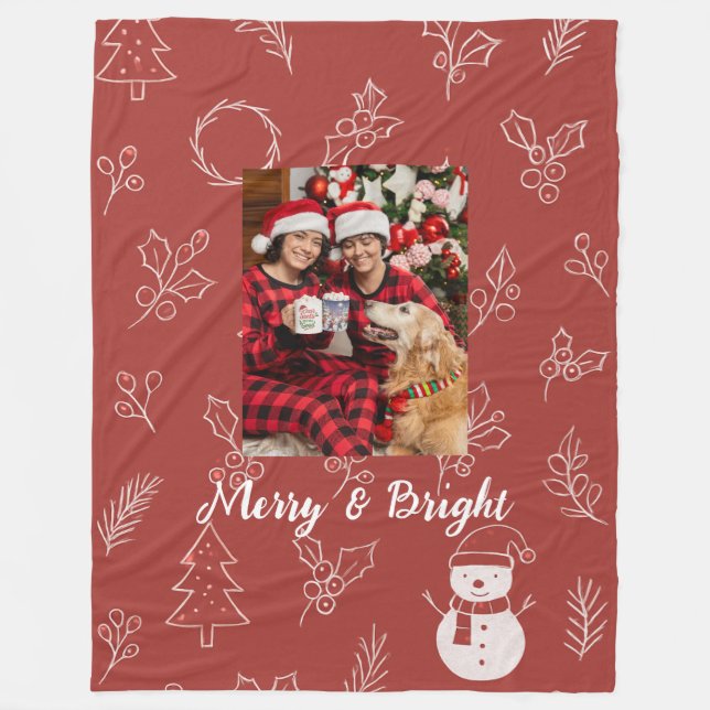 Couverture Polaire Merry & Bright Boho Floral Noël (Devant)