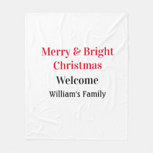 Couverture Polaire Merry Bright Christmas ajouter nom de famille bien