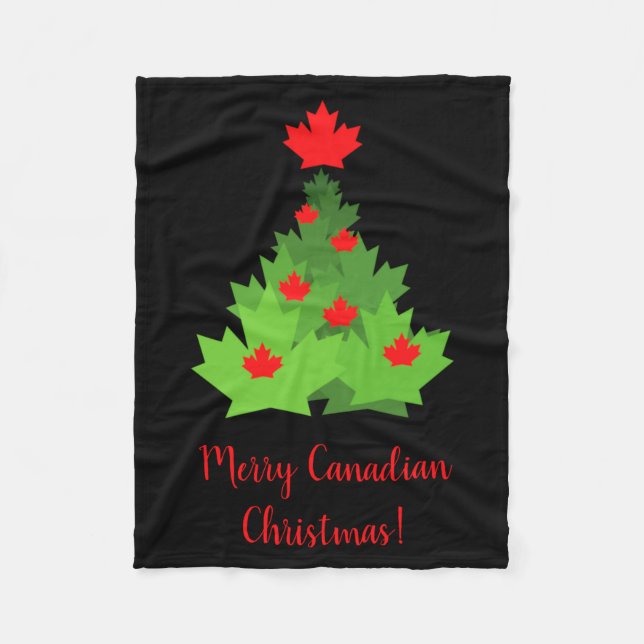 Couverture Polaire Merry Canadian Maple Leaf Flag Christmas  (Devant)