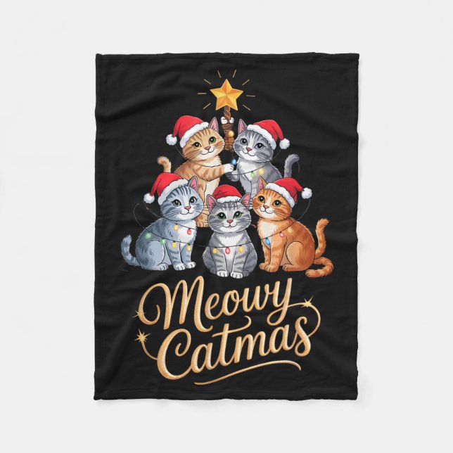 Couverture Polaire Merry Catmas Funny Christmas Tree Matching Meowy X (Devant)