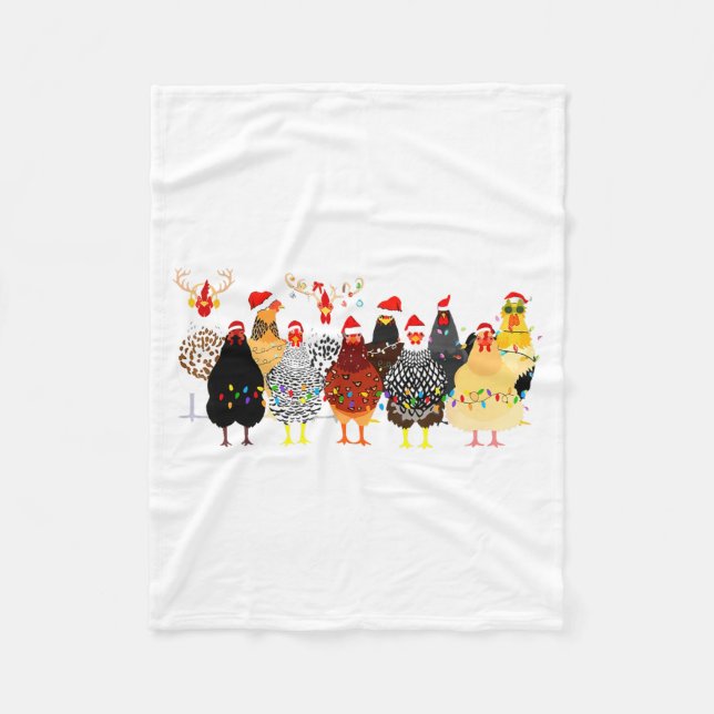 Couverture Polaire Merry Chickmas Chicken Christmas Ornament Lights S (Devant)