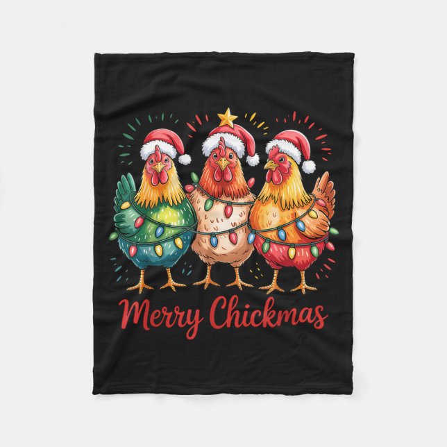 Couverture Polaire Merry Chickmas Christmas Chicken Santa Hat Chicken (Devant)