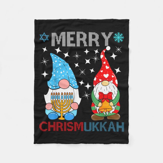 Couverture Polaire Merry Chrismukkah Funny Gnomes Christmas And Hanuk (Devant)