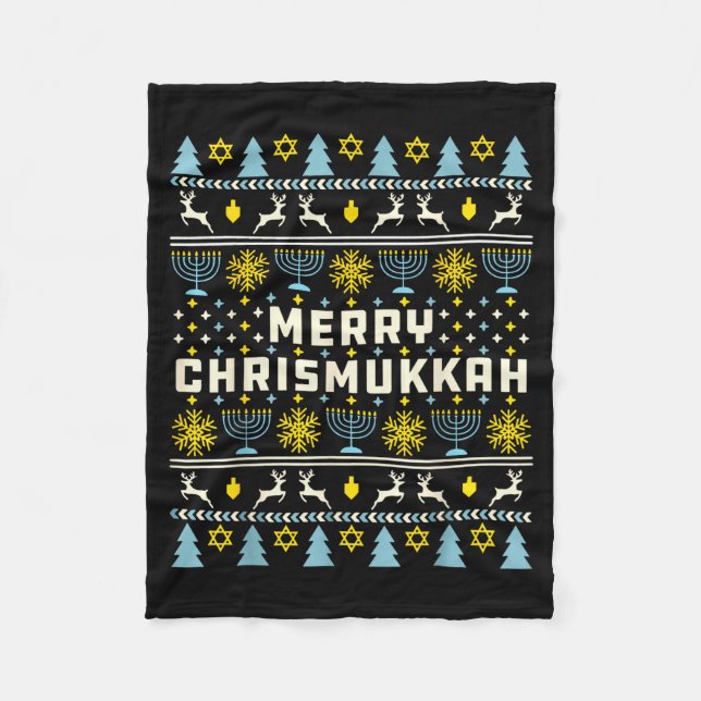 Couverture Polaire Merry Chrismukkah Happy Hanukkah Jew Ugly Christma (Devant)