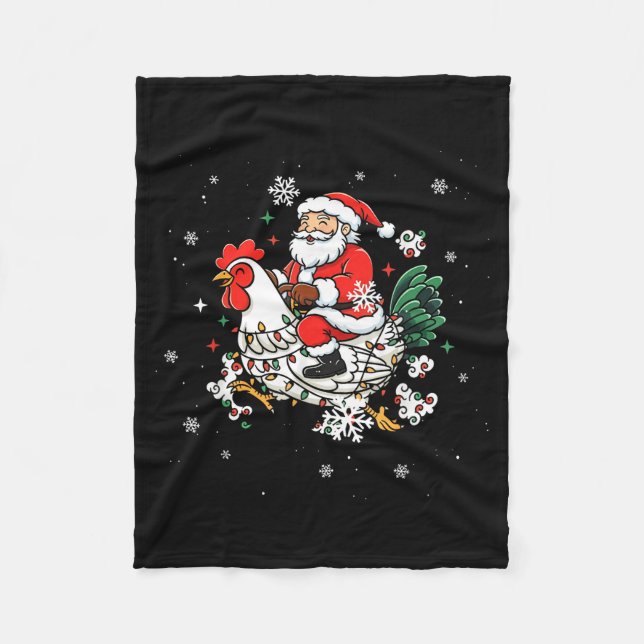 Couverture Polaire Merry Christmas 2025 Funny Santa Riding Chicken Ch (Devant)