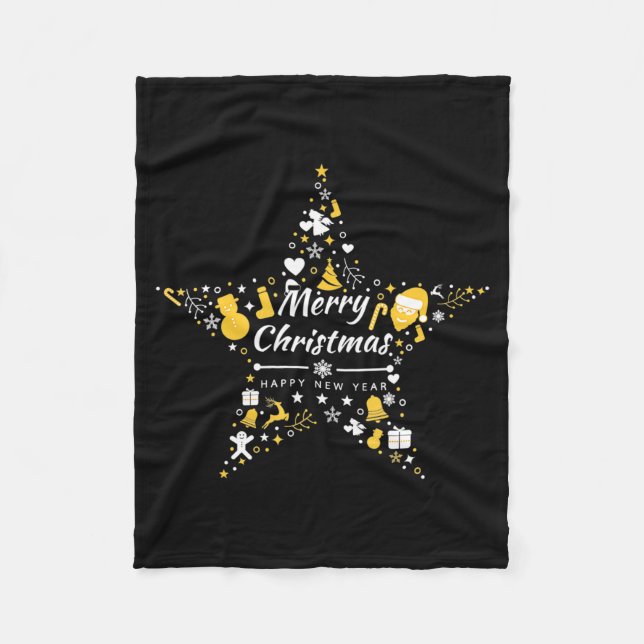 Couverture Polaire Merry Christmas And Happy New Year Xmas Star  (Devant)