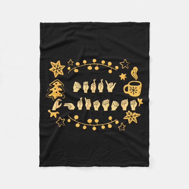 Couverture Polaire Merry Christmas Asl Sign Language Deaf Sped Women  (Devant)