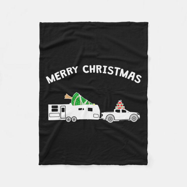 Couverture Polaire Merry Christmas - Caravan Camper Rv Trailer Christ (Devant)