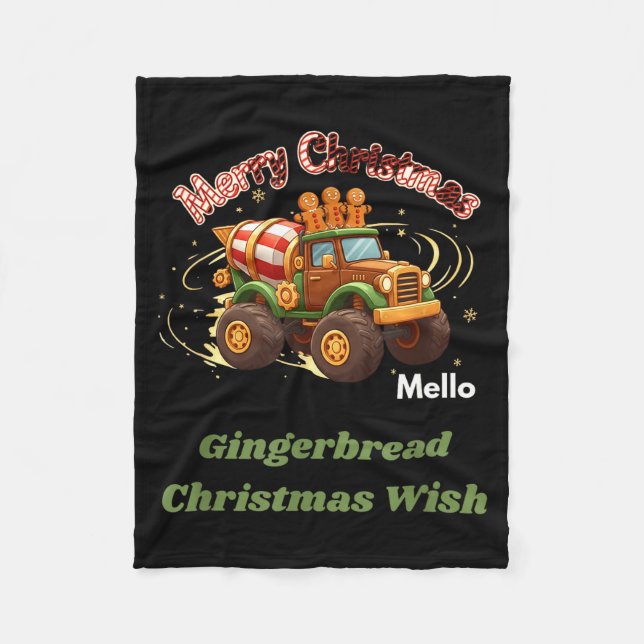 Couverture Polaire Merry Christmas Cute Gingerbread Mello Mixer Truck (Devant)