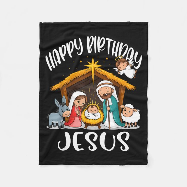 Couverture Polaire Merry Christmas Family Kid Nativity Happy Birthday (Devant)