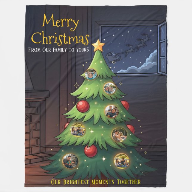 Couverture Polaire Merry Christmas Family Tree Photo Blanket – Person (Devant)