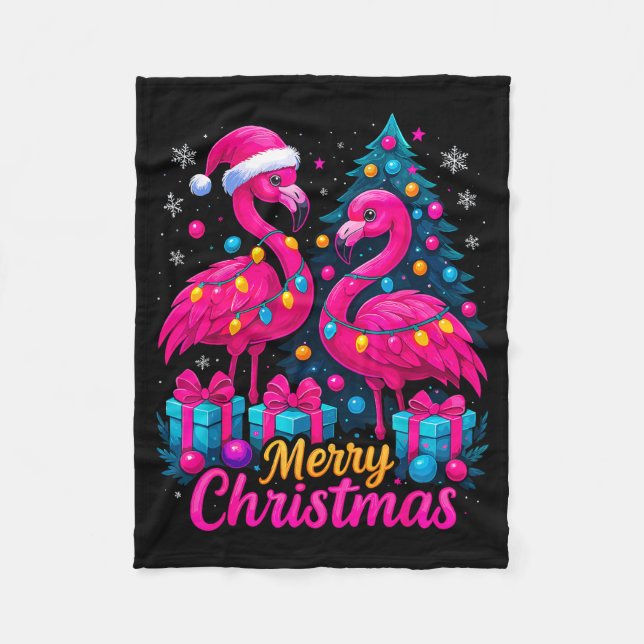 Couverture Polaire Merry Christmas Flamingo Xmas  (Devant)