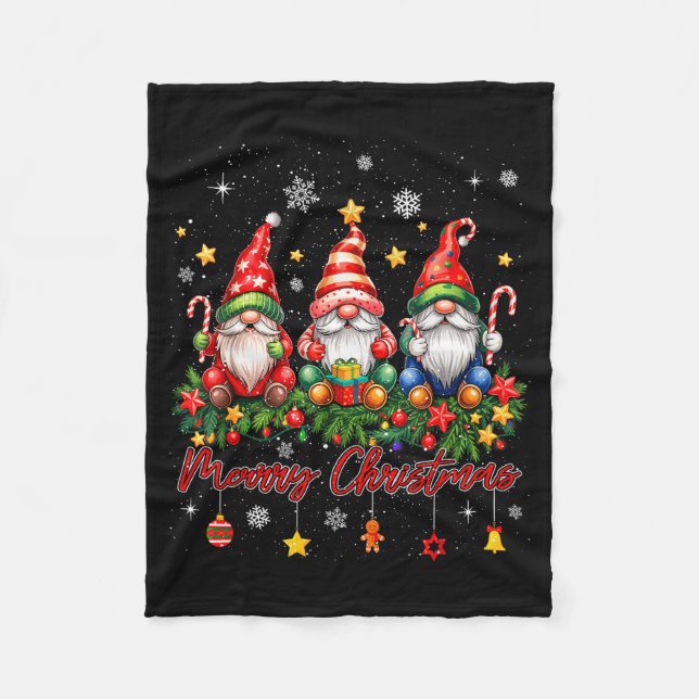 Couverture Polaire Merry Christmas Gnomes Family Candy Cane Holiday X (Devant)
