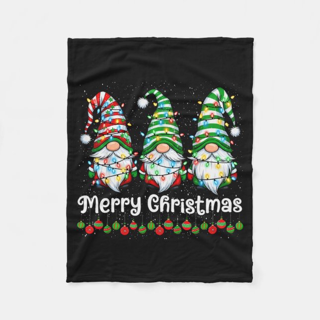Couverture Polaire Merry Christmas Gnomes Light Family Gnome Xmas Mat (Devant)