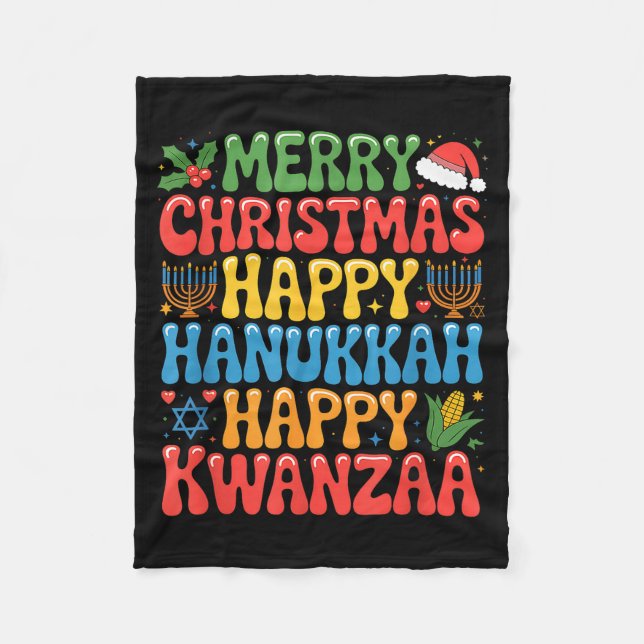 Couverture Polaire Merry Christmas Happy Hanukkah Kwanzaa Quote  (Devant)