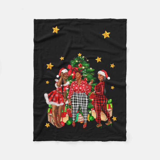 Couverture Polaire Merry Christmas Happy New Year African American Bl (Devant)