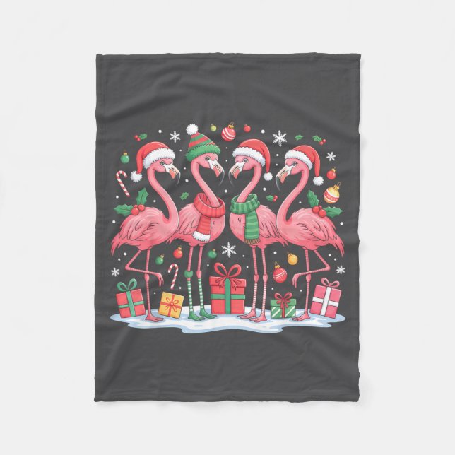 Couverture Polaire Merry Christmas Hat Santa Flamingo Light Christmas (Devant)