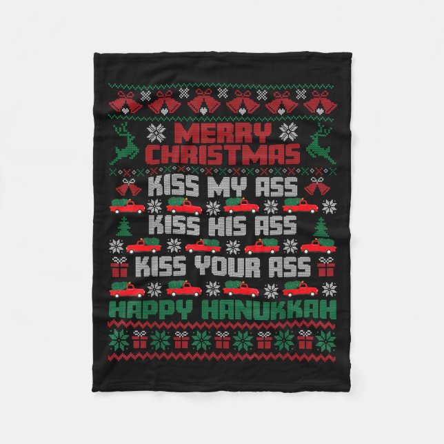 Couverture Polaire Merry Christmas Kiss My Hiss Your Happy Hanukkah  (Devant)