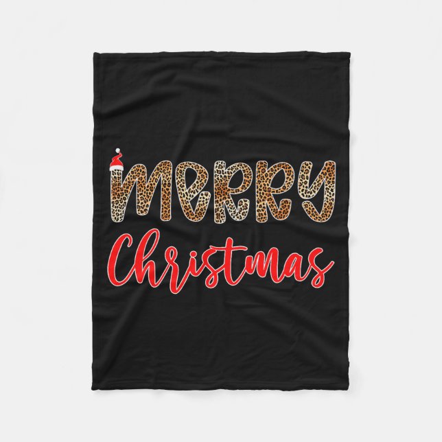 Couverture Polaire Merry Christmas Leopard Santa Hat Cheetah Print Xm (Devant)