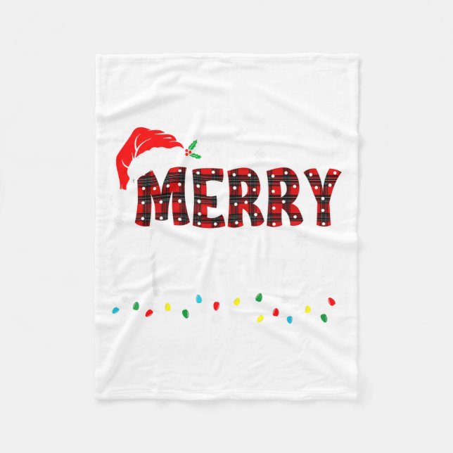 Couverture Polaire Merry Christmas Lights Santa Hat Xmas Family Match (Devant)