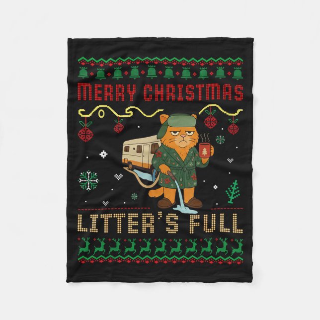 Couverture Polaire Merry Christmas Litter’s Full Funny Cat Xmas Ugly  (Devant)