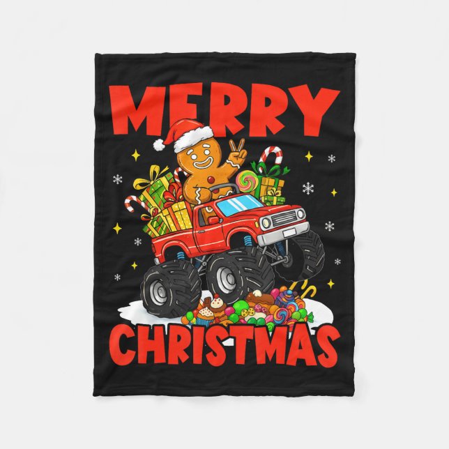 Couverture Polaire Merry Christmas Monster Truck Funny Gingerbread Me (Devant)