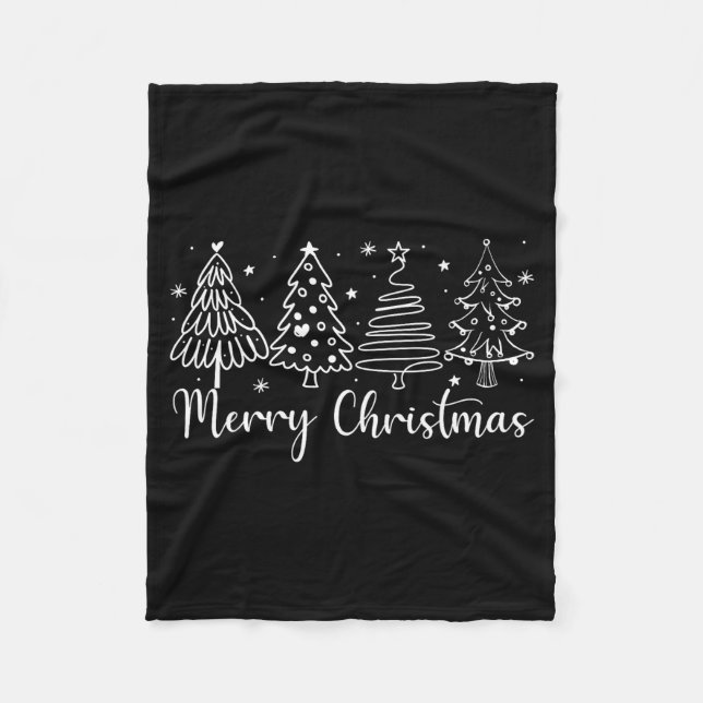 Couverture Polaire Merry Christmas Outline Xmas Tree For Family Men W (Devant)