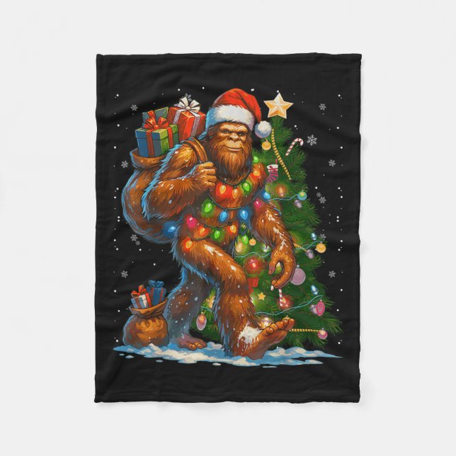 Couverture Polaire Merry Christmas Pajamas Bigfoot Christmas Tree Lig (Devant)