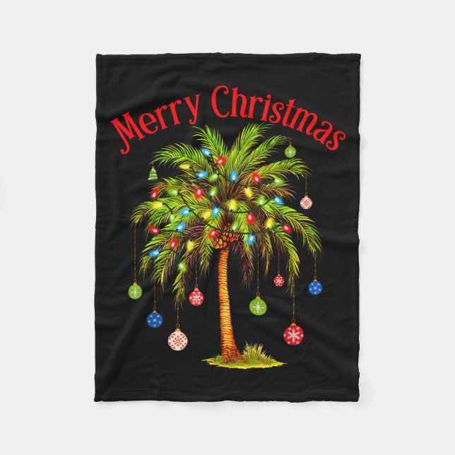 Couverture Polaire Merry Christmas Palm Tree Light Hawaiian Trocal Ch (Devant)
