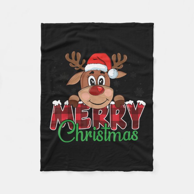 Couverture Polaire Merry Christmas Reindeer Men Women Family Matching (Devant)